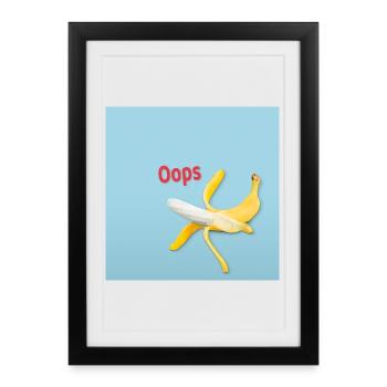 Oops Banana Humor Funny Slide Motif - Framed poster (27 × 37 cm) - black - Front