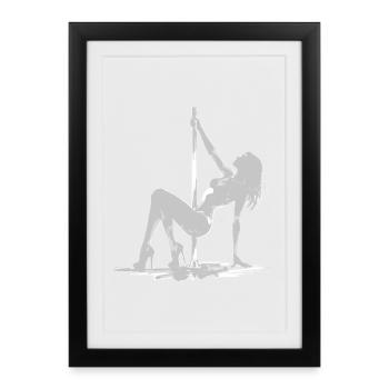 Danse exotique à la barre : Art sexy de squat en talons hauts - Affiche encadrée (27 × 37 cm) - noir - Devant