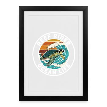 Surf Reef Rider Ocean Life Turtle - Framed poster (27 × 37 cm) - black - Front