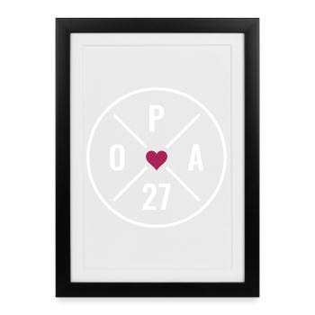 Grand-père 27 Cœur - Affiche encadrée (27 × 37 cm) - noir - Devant