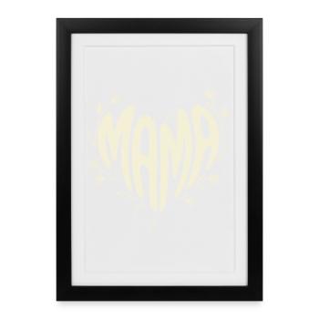 Typographie du cœur de Mama Blossom - Affiche encadrée (27 × 37 cm) - noir - Devant