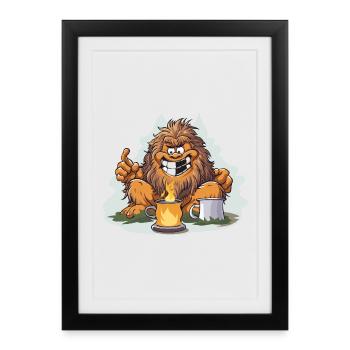 Café Yéti avec Feuerlust - Affiche encadrée (27 × 37 cm) - noir - Devant