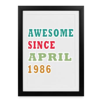 Anniversaire coloré depuis avril 1986 - Affiche encadrée (27 × 37 cm) - noir - Devant