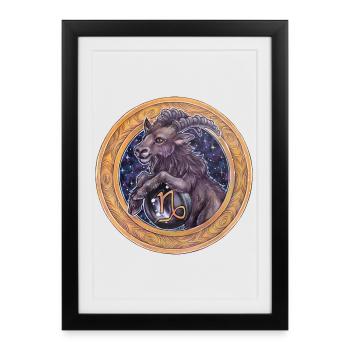 Zodiac Sign Sternzeichen Steinbock Capricorn - Framed poster (27 × 37 cm) - black - Front