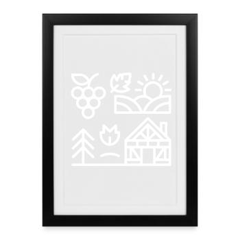 Morning light over vineyard and house - Framed poster (27 × 37 cm) - black - Front