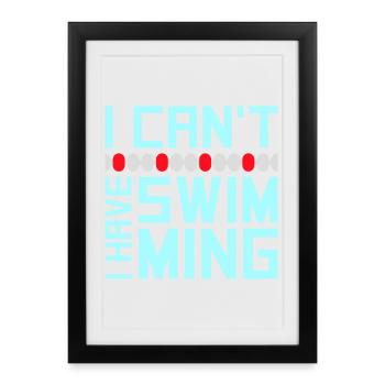 Je ne peux pas, j’ai une excuse de nageur drôle - Affiche encadrée (27 × 37 cm) - noir - Devant