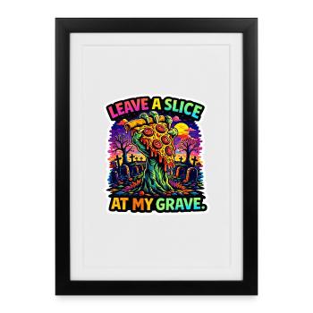 Une part de pizza zombie à la tombe - Affiche encadrée (27 × 37 cm) - noir - Devant