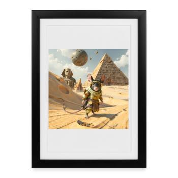 Rat aventureux en Égypte - Affiche encadrée (27 × 37 cm) - noir - Devant