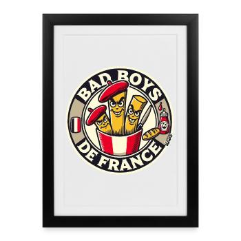 Conception du trio de bérets frites - Affiche encadrée (27 × 37 cm) - noir - Devant