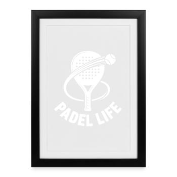 Padel Life Tennis avec raquette - Affiche encadrée (27 × 37 cm) - noir - Devant