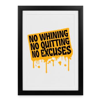 Pas de plaintes, pas d’abandon, pas d’excuses, motivation pour la salle de sport - Affiche encadrée (27 × 37 cm) - noir - Devant