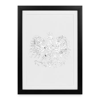 Polish Eagle Vintage – Blason blanc Grunge - Affiche encadrée (27 × 37 cm) - noir - Devant