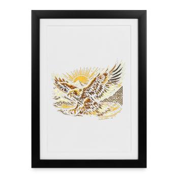 Majestueux aigle royal kazakh - Affiche encadrée (27 × 37 cm) - noir - Devant