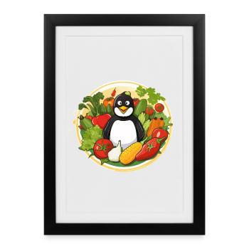 Penguin in the vegetable paradise - Framed poster (27 × 37 cm) - black - Front