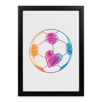 Ballon de football aquarelle - Affiche encadrée (27 × 37 cm) - noir - Devant