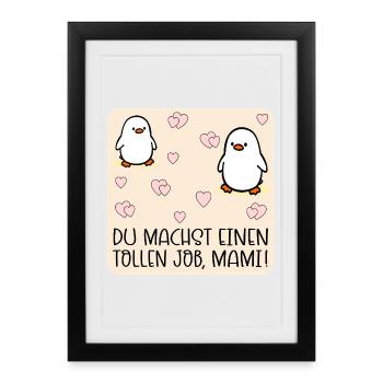 Muttertag Mama Job Kind - Gerahmtes Poster (27 × 37 cm) - Schwarz - Vorne