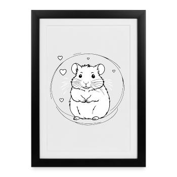 Heart hamster in a circle - Framed poster (27 × 37 cm) - black - Front