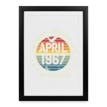 Édition Limitée Avril 1967 - Design Vintage 1967 - Affiche encadrée (27 × 37 cm) - noir - Devant