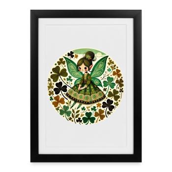 Emerald Fairy Clover Garden - Framed poster (27 × 37 cm) - black - Front