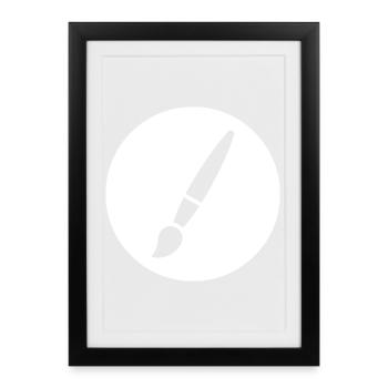 Pinceau, peinture, symbole artistique - Affiche encadrée (27 × 37 cm) - noir - Devant