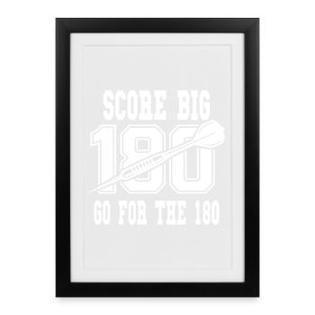 Score : Jouez pour le sport de fléchettes à 180 degrés - Affiche encadrée (27 × 37 cm) - noir - Devant