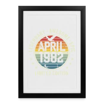 Édition Limitée Avril 1982 - Design Vintage 1982 - Affiche encadrée (27 × 37 cm) - noir - Devant