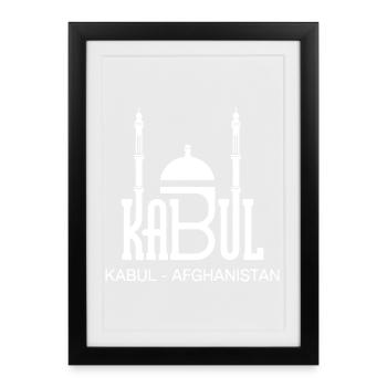 Grande Mosquée de Kaboul, Afghanistan, touristes de Kaboul - Affiche encadrée (27 × 37 cm) - noir - Devant