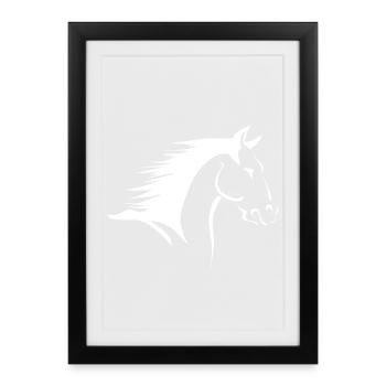 Horse head silhouette in contrast - Framed poster (27 × 37 cm) - black - Front