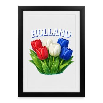 Tulipes Hollandaises Trois Couleurs - Affiche encadrée (27 × 37 cm) - noir - Devant