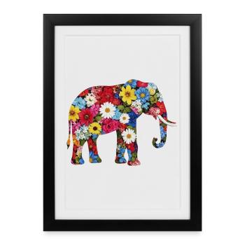 Floral Elephant Gift - Artistic Floral Design - Framed poster (27 × 37 cm) - black - Front