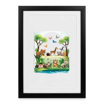 Jungle Wildlife Safari - Framed poster (27 × 37 cm) - black - Front