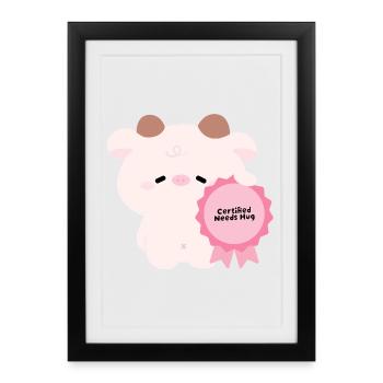 Zertifizierte Braucht Umarmung Kuh - Gerahmtes Poster (27 × 37 cm) - Schwarz - Vorne