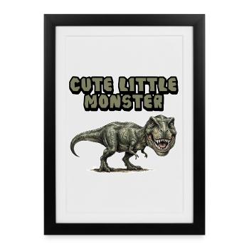 Petit Monstre au pouvoir de dinosaure - Affiche encadrée (27 × 37 cm) - noir - Devant