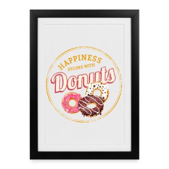 Donut Pastry Vintage Cake Doughnut Design - Affiche encadrée (27 × 37 cm) - noir - Devant