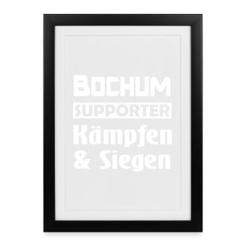 Bochum Supporter: Kämpfen & Siegen - Gerahmtes Poster (27 × 37 cm) - Schwarz - Vorne