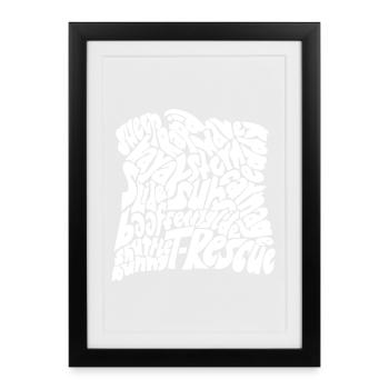 Nuage de mots carrés sur le thème des eaux vives - Affiche encadrée (27 × 37 cm) - noir - Devant