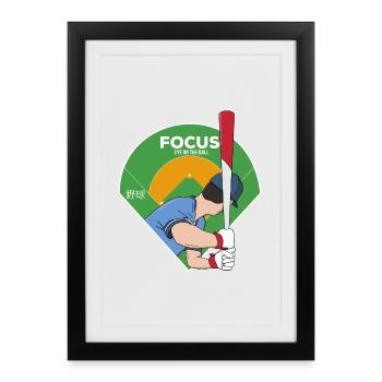 Fokus-Auge auf den Ball Baseball - Gerahmtes Poster (27 × 37 cm) - Schwarz - Vorne