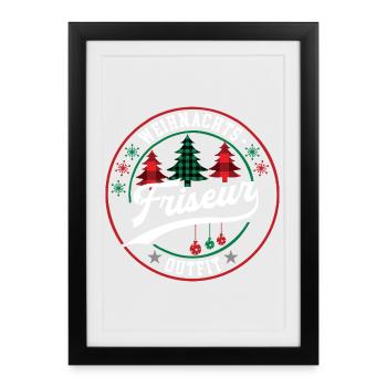 Friseur Weihnachten Kollege Friseure Meister Chef - Gerahmtes Poster (27 × 37 cm) - Schwarz - Vorne