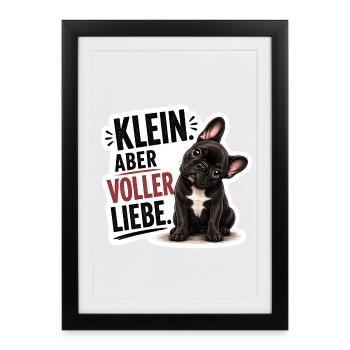 Frenchie Klein aber voller Liebe - Gerahmtes Poster (27 × 37 cm) - Schwarz - Vorne