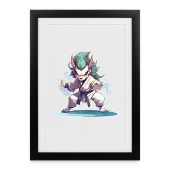 Combattant Démon en Gi - Affiche encadrée (27 × 37 cm) - noir - Devant