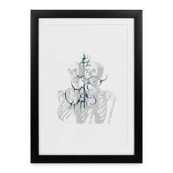 Glitch Skeleton Melt Dark Aesthetic Design - Framed poster (27 × 37 cm) - black - Front