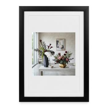 Vases en fleurs géométriques - Art moderne - Affiche encadrée (27 × 37 cm) - noir - Devant