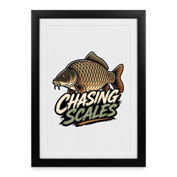 Chasing Scales Carp Fishing Design - Framed poster (27 × 37 cm) - black - Front