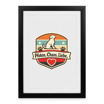Pfoten Chaos Liebe Patch - Gerahmtes Poster (27 × 37 cm) - Schwarz - Vorne
