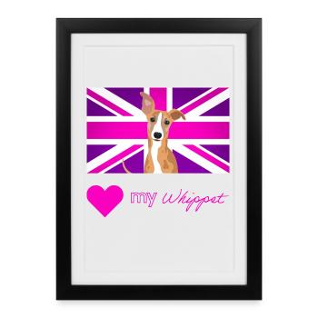 PURPLEWHIPPET (Texte rose, Vibrant) - Affiche encadrée (27 × 37 cm) - noir - Devant