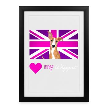 PURPLEWHIPPET (White text, Vibrant) - Framed poster (27 × 37 cm) - black - Front