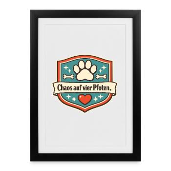 Chaos auf vier Pfoten - Gerahmtes Poster (27 × 37 cm) - Schwarz - Vorne