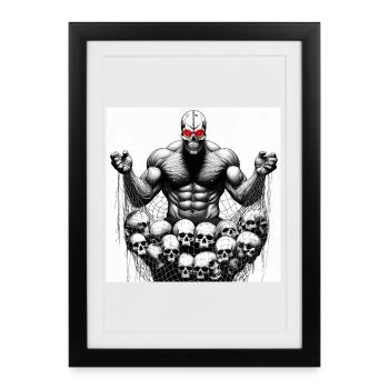 Musclé Crânes en Filet - Affiche encadrée (27 × 37 cm) - noir - Devant
