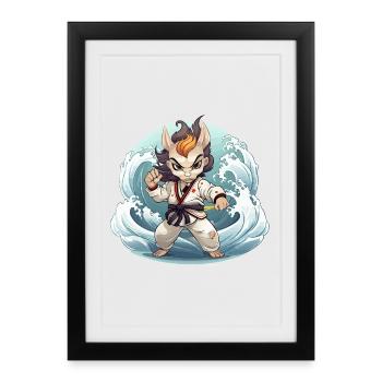 Chasseur de vagues en karaté gi - Affiche encadrée (27 × 37 cm) - noir - Devant