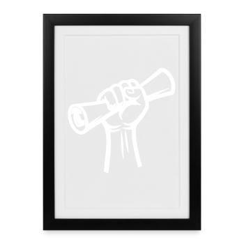 Poing levé tenant un rouleau - Affiche encadrée (27 × 37 cm) - noir - Devant